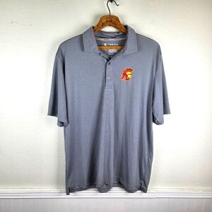 Gray Striped SC TROJAN Apperal Men's Polo Shirt Size Medium